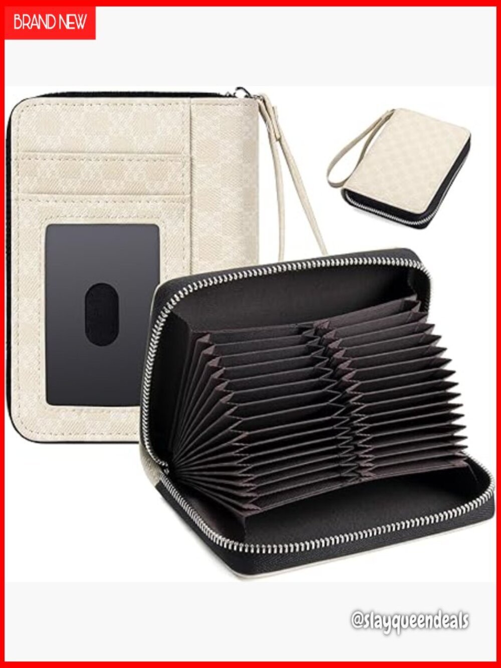 Large Capacity RFID Blocking Leather Card Holder Wallet with Zipper